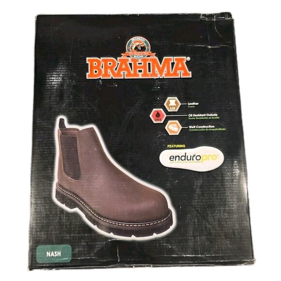 Brahma Nash Boots Men 14 Brown Leather Work Hunting Enduropro Oil Resistant NIB - Picture 5 of 5
